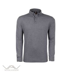 VAV Tlac-04 Polo Yaka Uzun Kol Tişört Füme L