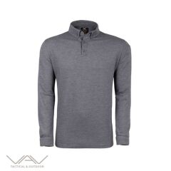 VAV Tlac-04 Polo Yaka Uzun Kol Tişört Füme S